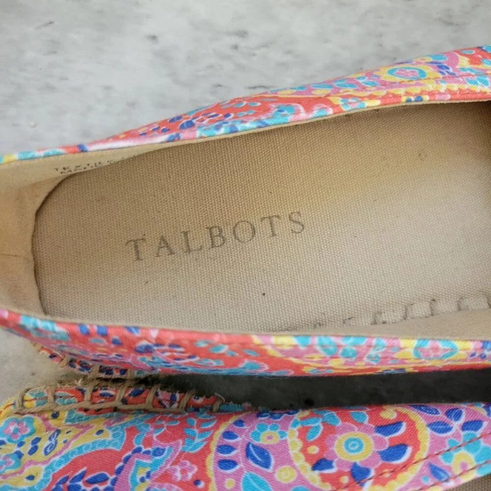 Talbots Womens Izzy Espadrille Flats Size‎ 9.5 M Paisley Slip On Shoe